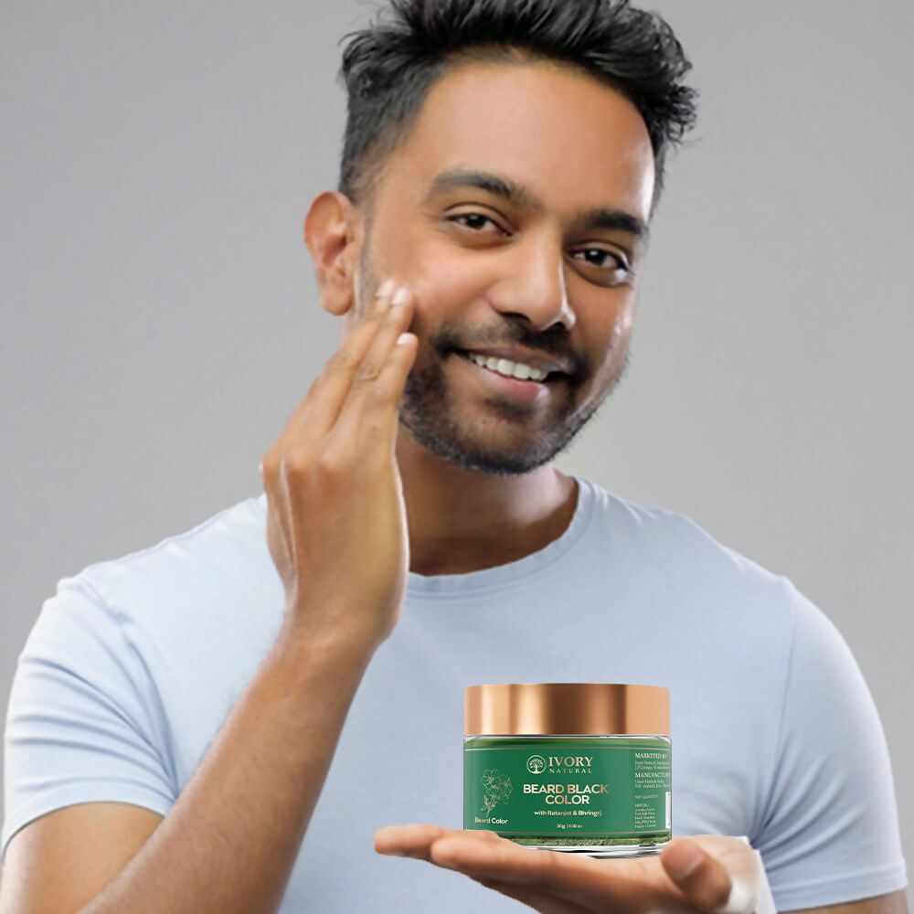 Ivory Natural Beard Black Color Organic - Instant Natural Plant Based Beard Color Powder 
