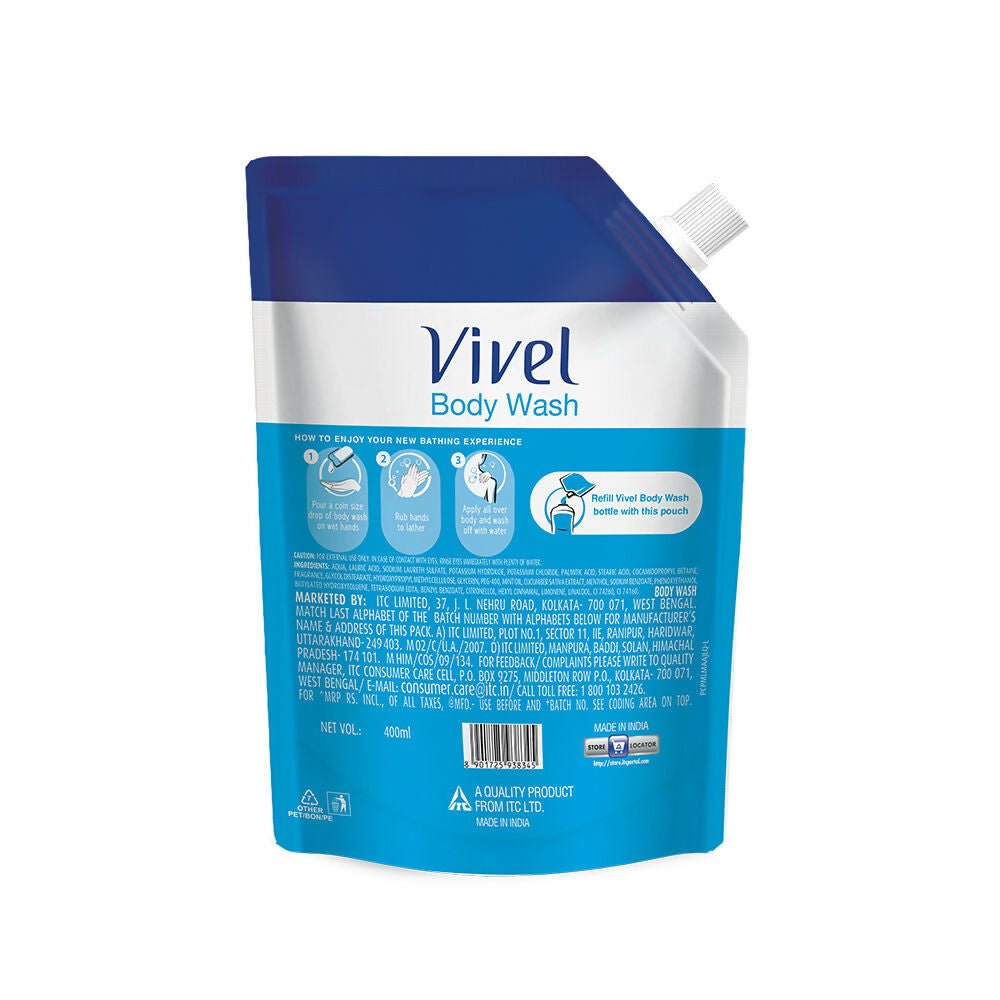 Vivel Cooling Body Wash Mint & Cucumber Moisturizing Shower Gel Supersaver Refill Pouch  Grab2Buy Vivel Grab2Buy