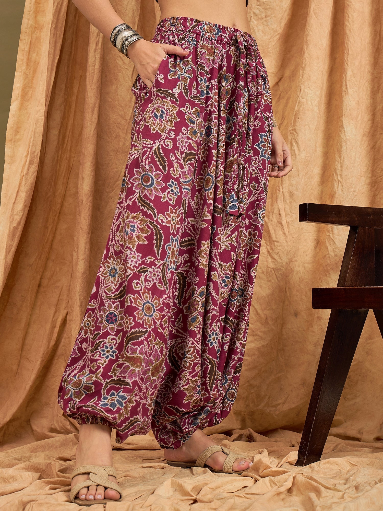 InWeave Burgundy Big Jaal Harem Pant 