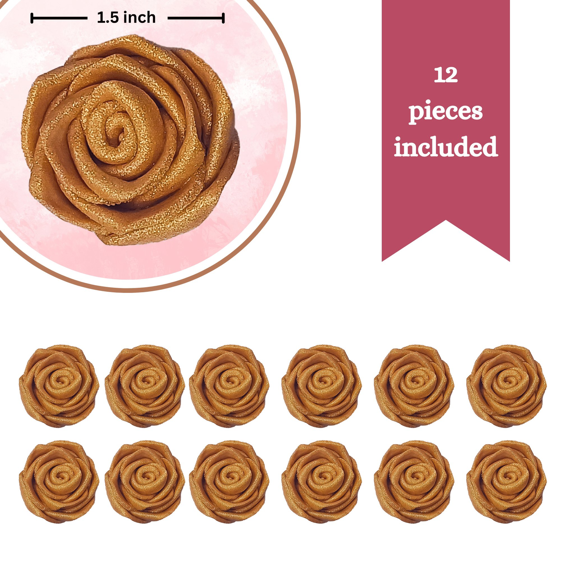 Confect Copper | Edible Metallic Sugar Roses Topper
