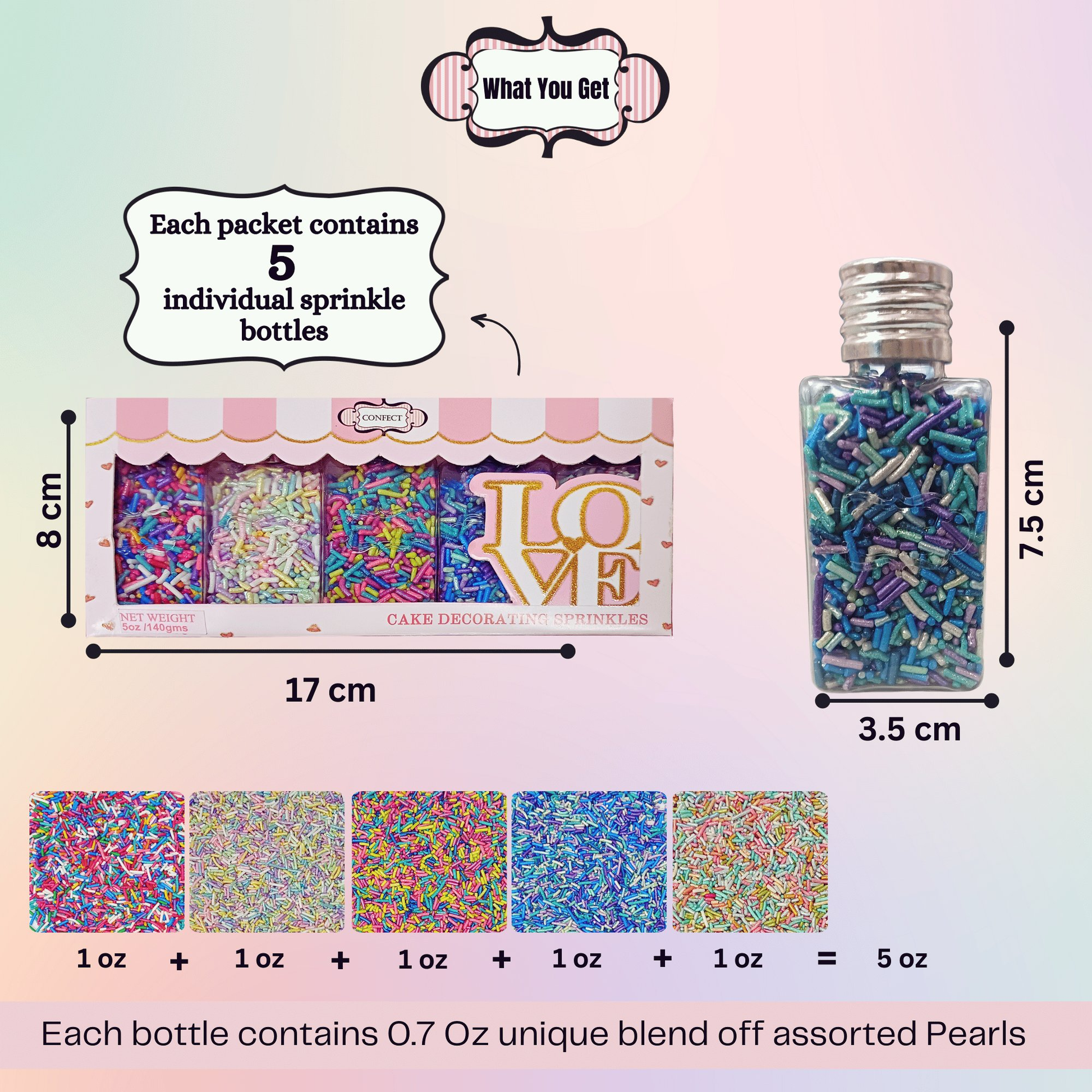 Confect Rainbow Magic Sprinkles | (01) Mix Colourful Sprinkles
