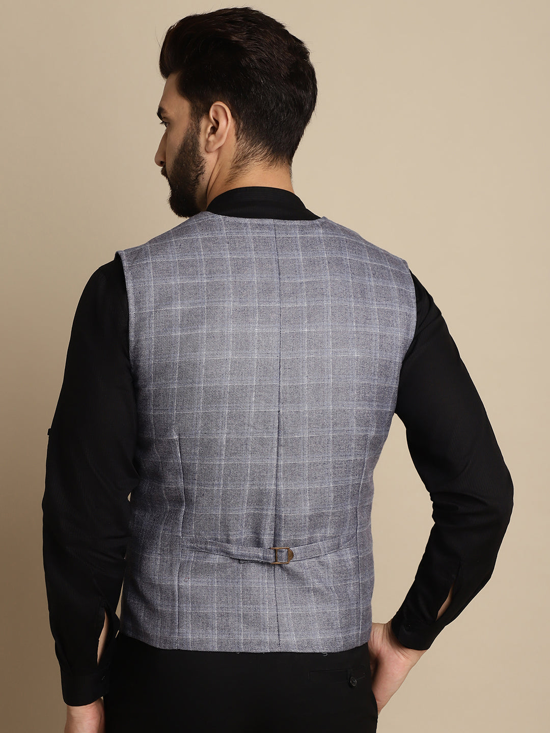 Even Apparels Men's Grey Double Breast Waistcoat - Grab2buy