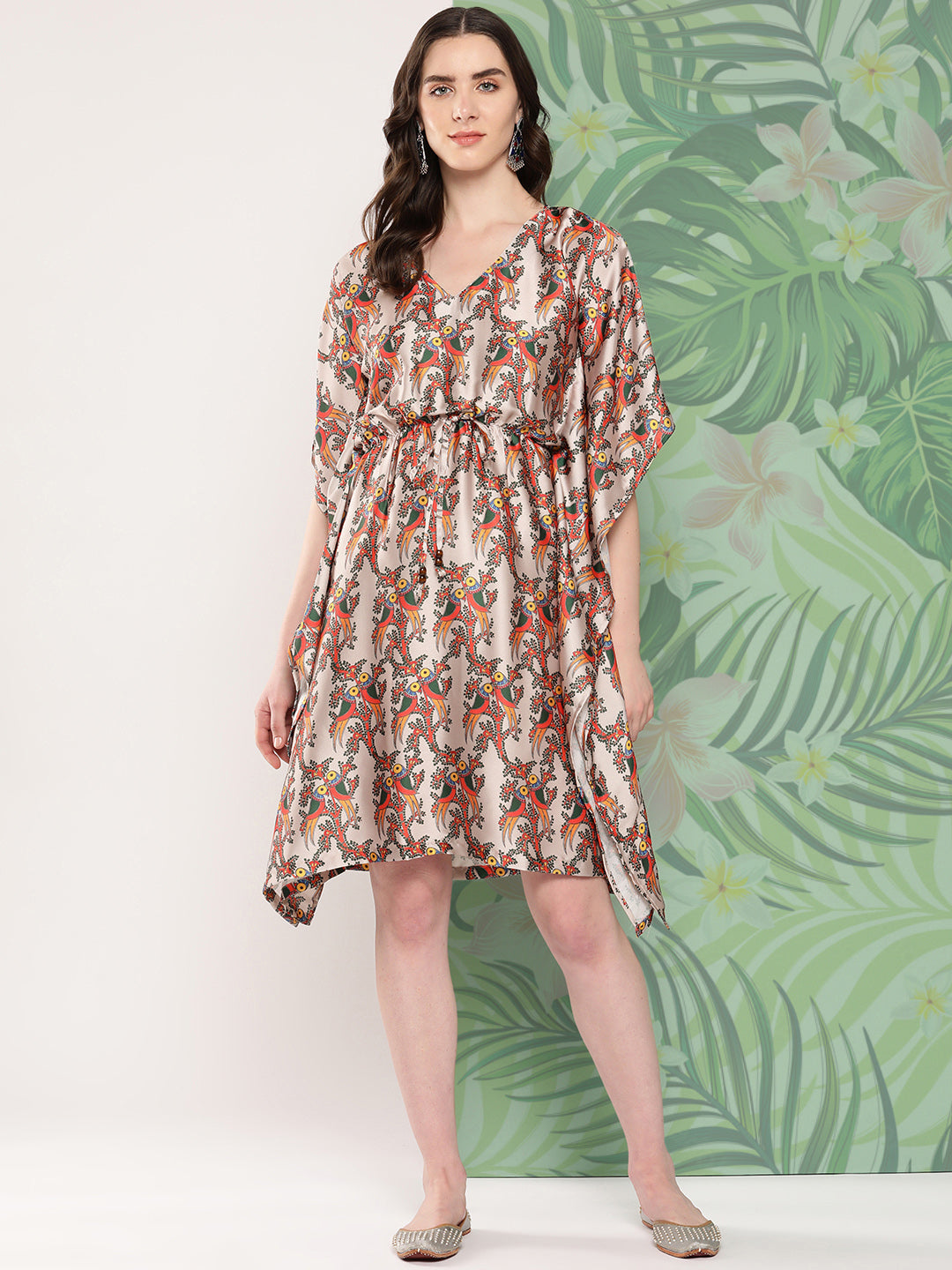 InWeave Women's Elegant Bird Print Kaftaan 