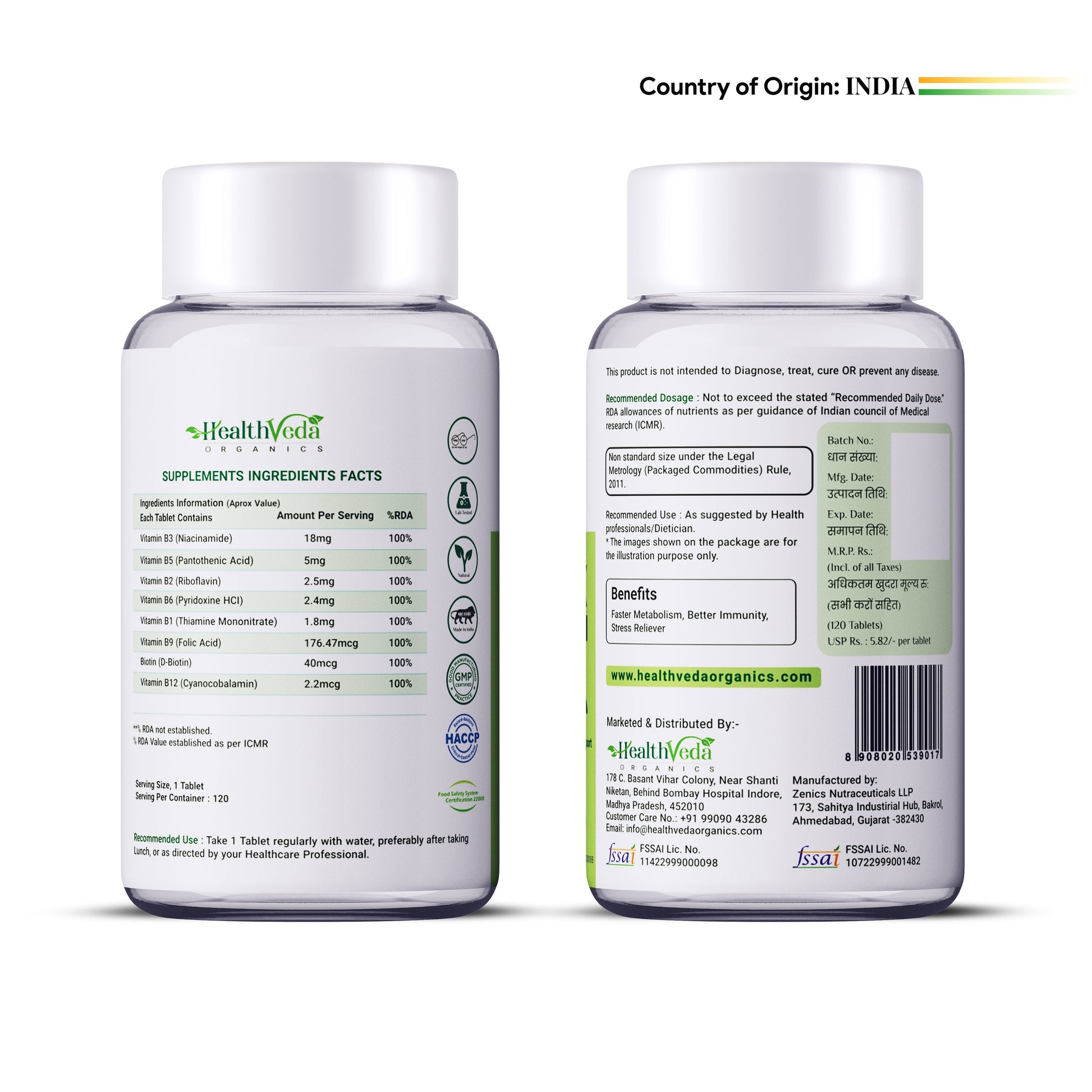 Health Veda Organics Plant Based B-Complex Tablets Health Veda Organics