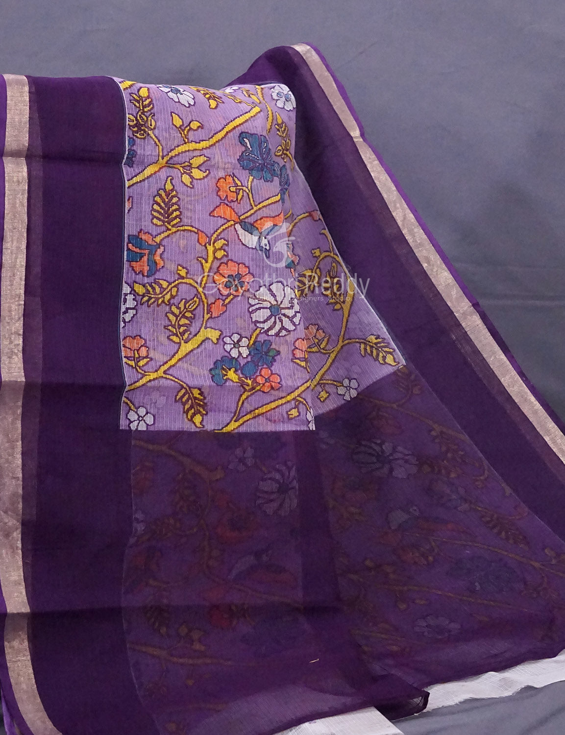 Lavendar & Blue Combo Bird Design Pure Kota Cotton Saree By Gayathri Reddy Designer Studio - Grab2buy