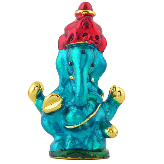 Estele Gold-Polished God of beginnings Lord Ganesha Idol with multi-color Stone Type:Enamel for Gifts & HouseWarming/Home/Office Decors Estele Accessories