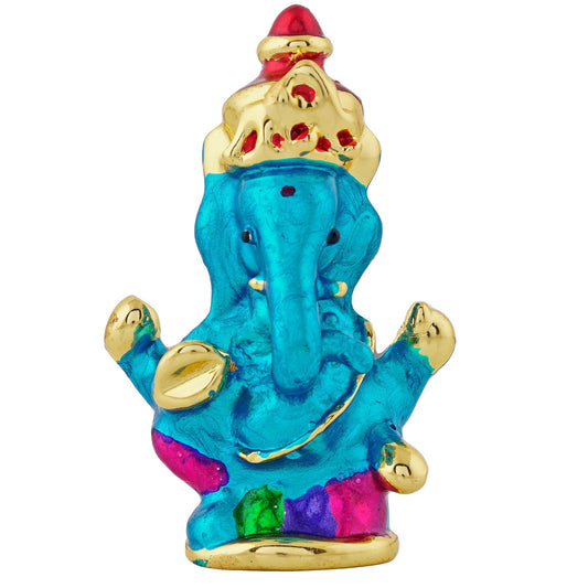 Estele Gold-Polished Spiritual Lord Ganesha Idol with multi-color Stone Type:Enamel for Gifts & HouseWarming/Home/Office Decors Estele Accessories