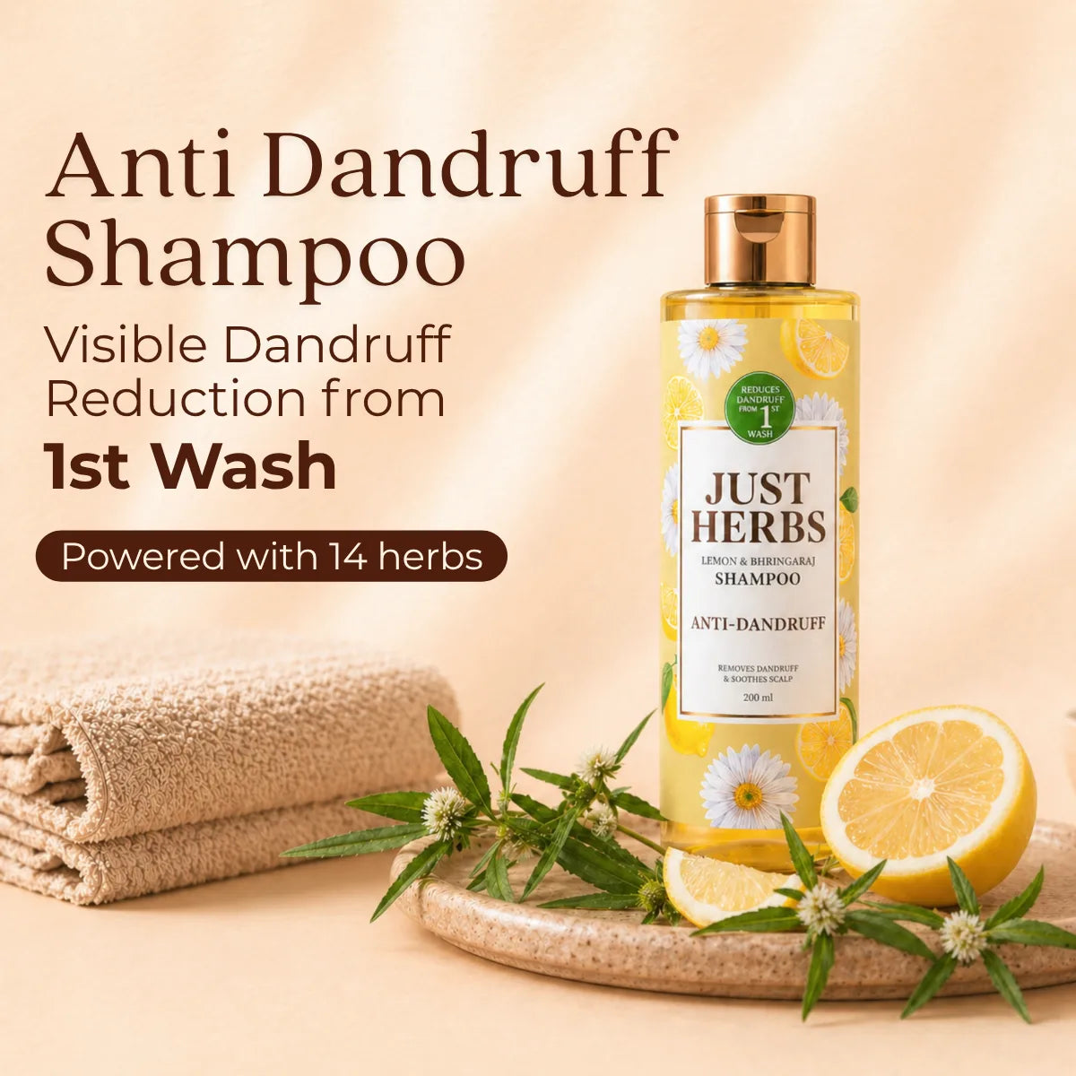 Anti Dandruff Shampoo | Lemon, Bhringraj & 12 Herbs 