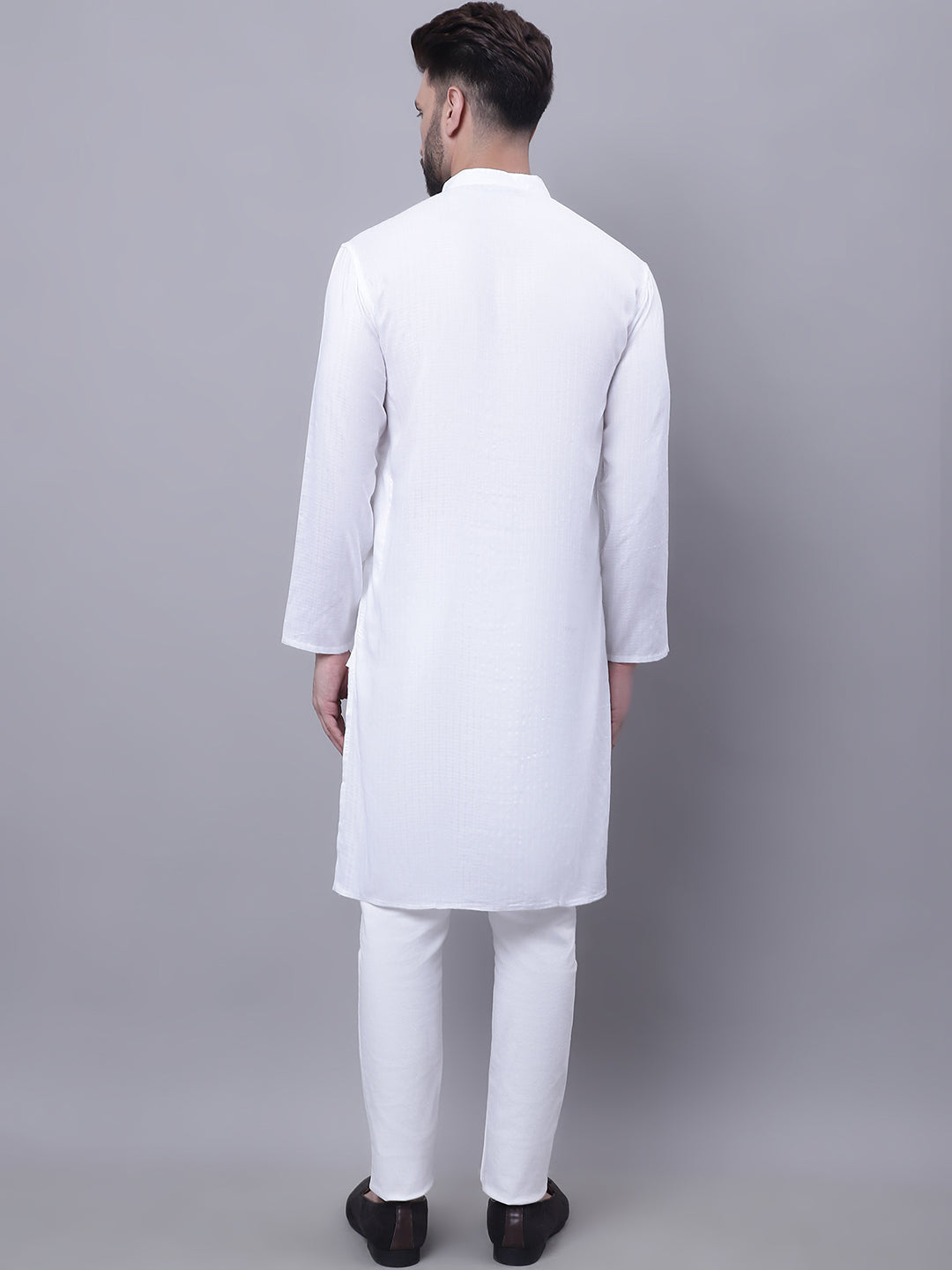 Even Apparels White Pure Cotton Kurta With Band Collar 