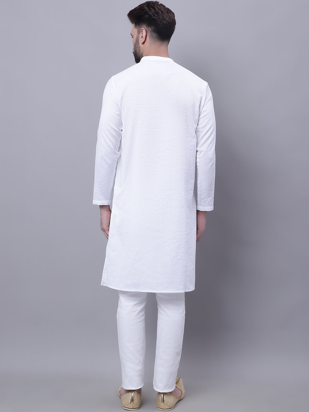 Even Apparels White Sherwani Kurta With Asymetrical Cut 