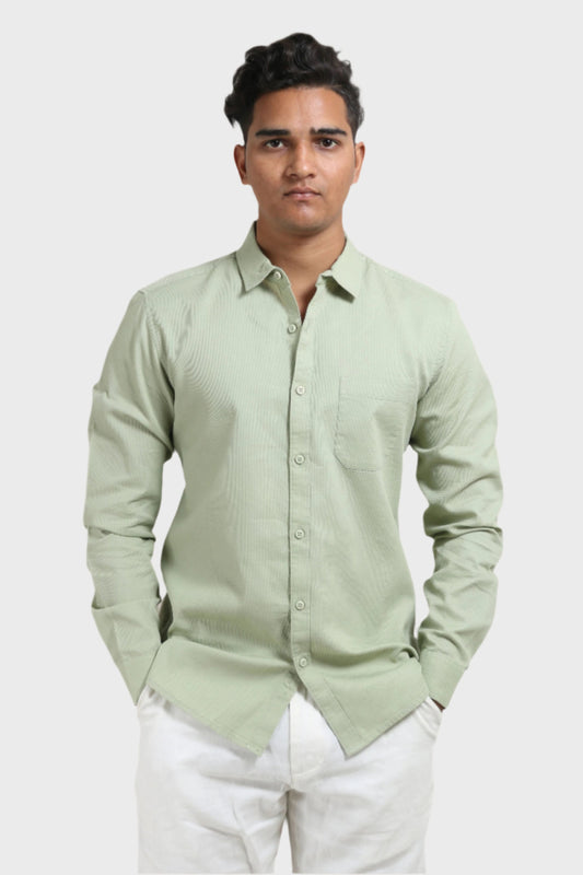 Xkind Pista Green Textured Slim Fit Shirt  Grab2Buy Xkind Grab2Buy