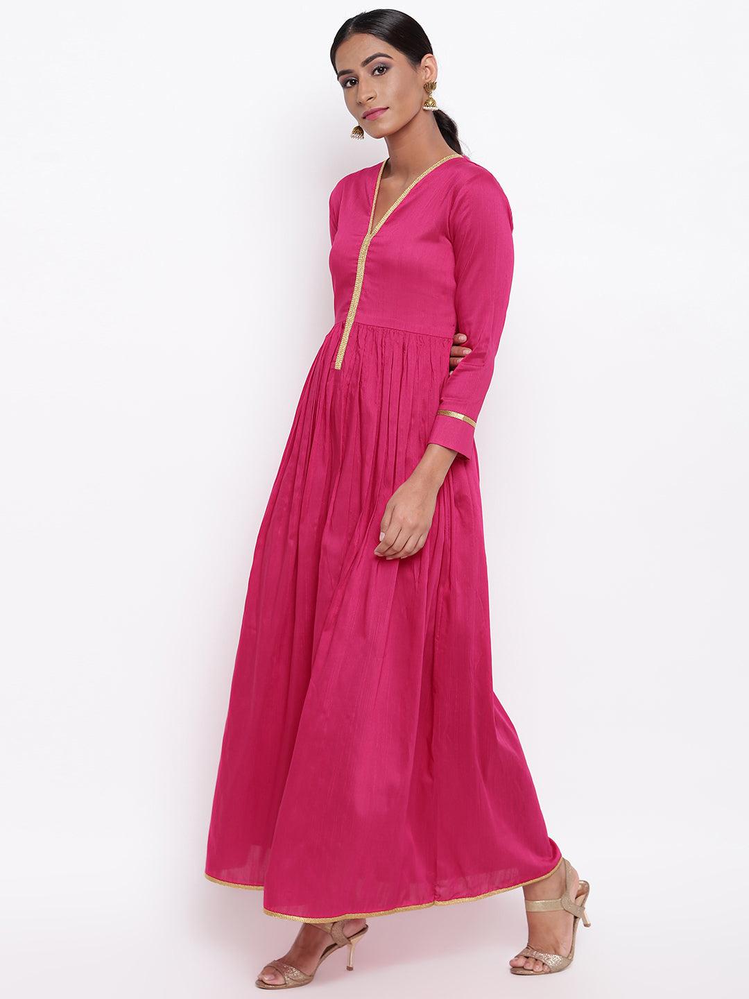 trueBrowns Pink Gold Lace Dress 