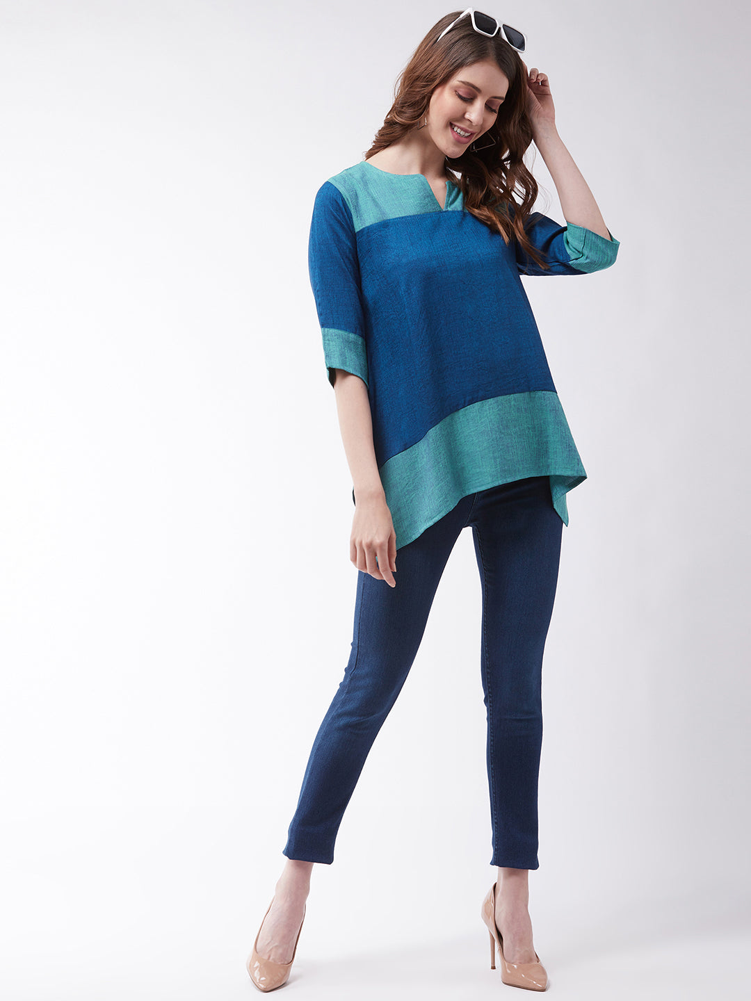 InWeave Women's Peacock Blue Top 