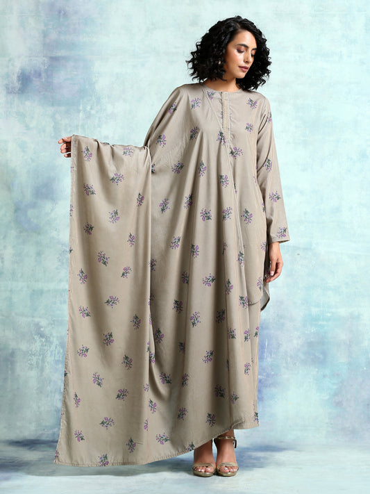 trueBrowns Sage Printed Velvet Shawl - Grab2buy