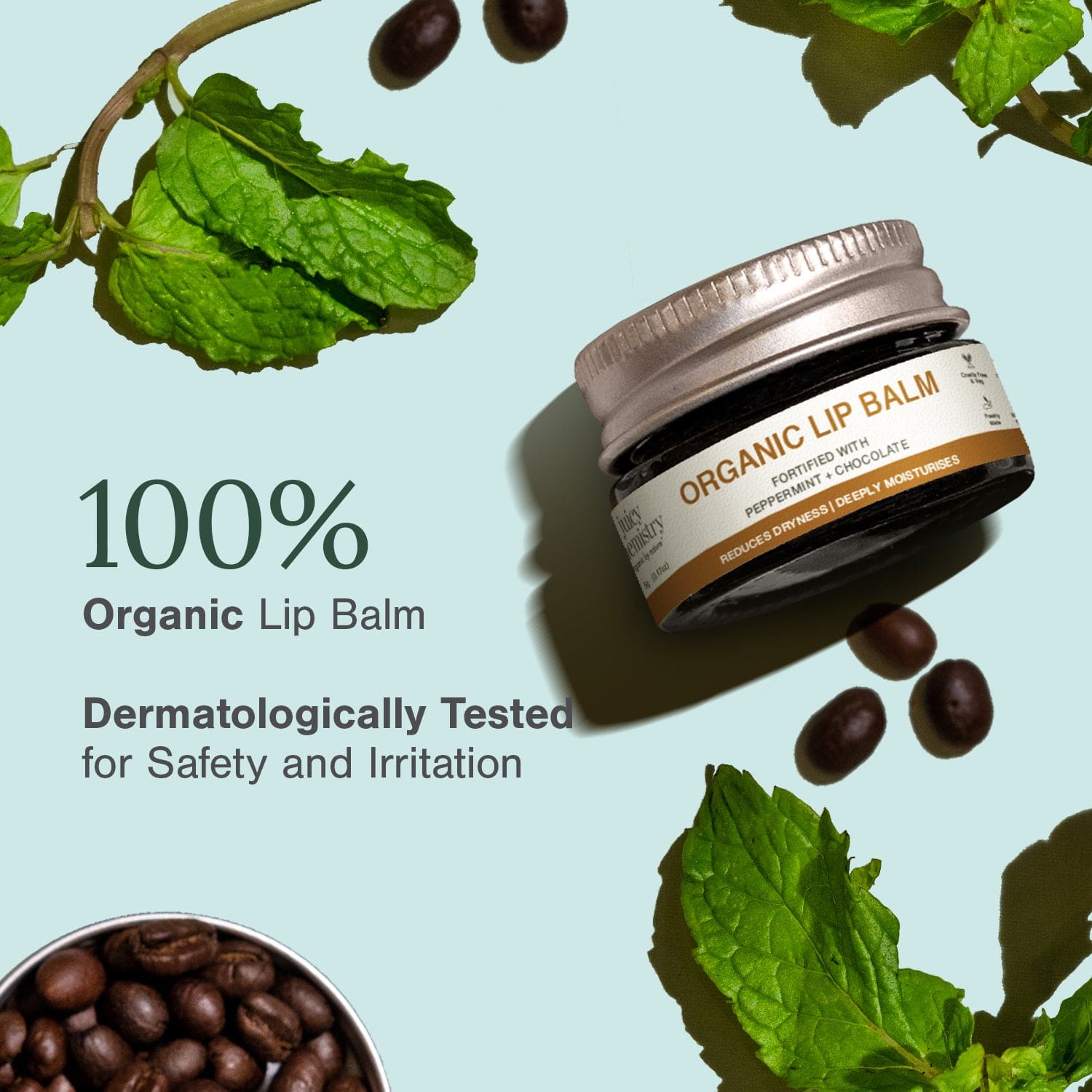 Organic Lip Balm Fortified with Peppermint + Chocolate Freebie