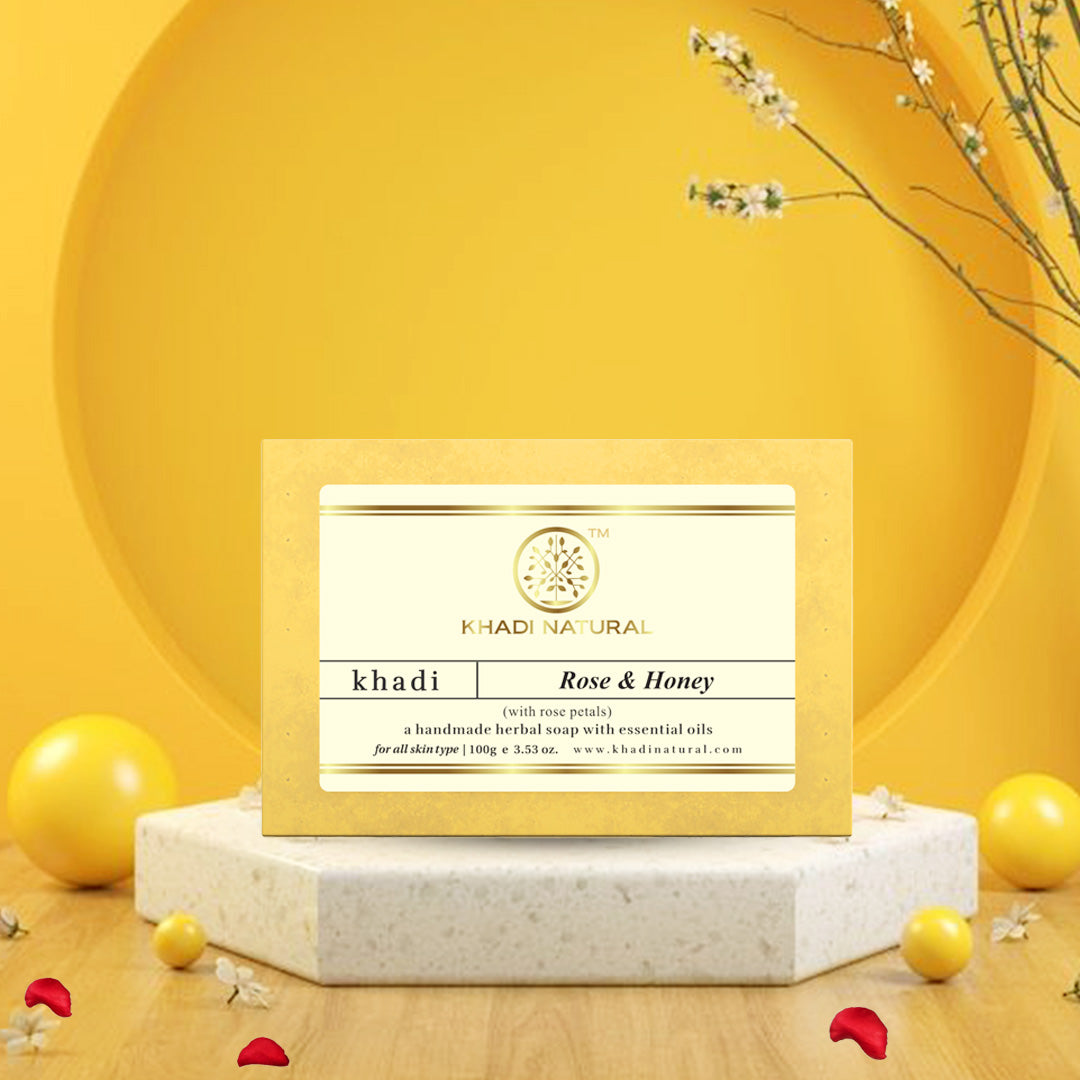 Khadi Natural Rose & Honey With Rose Petals Soap Combo Pack Of 3 – 100gm Each 