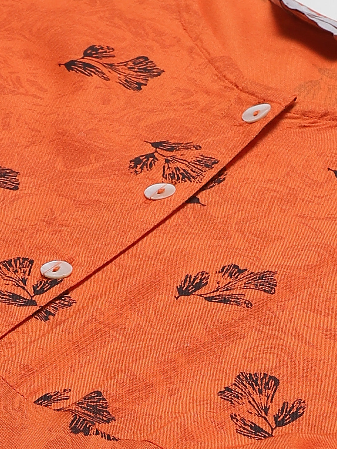 Jompers Women Orange & Black Floral Printed A-Line Kurta