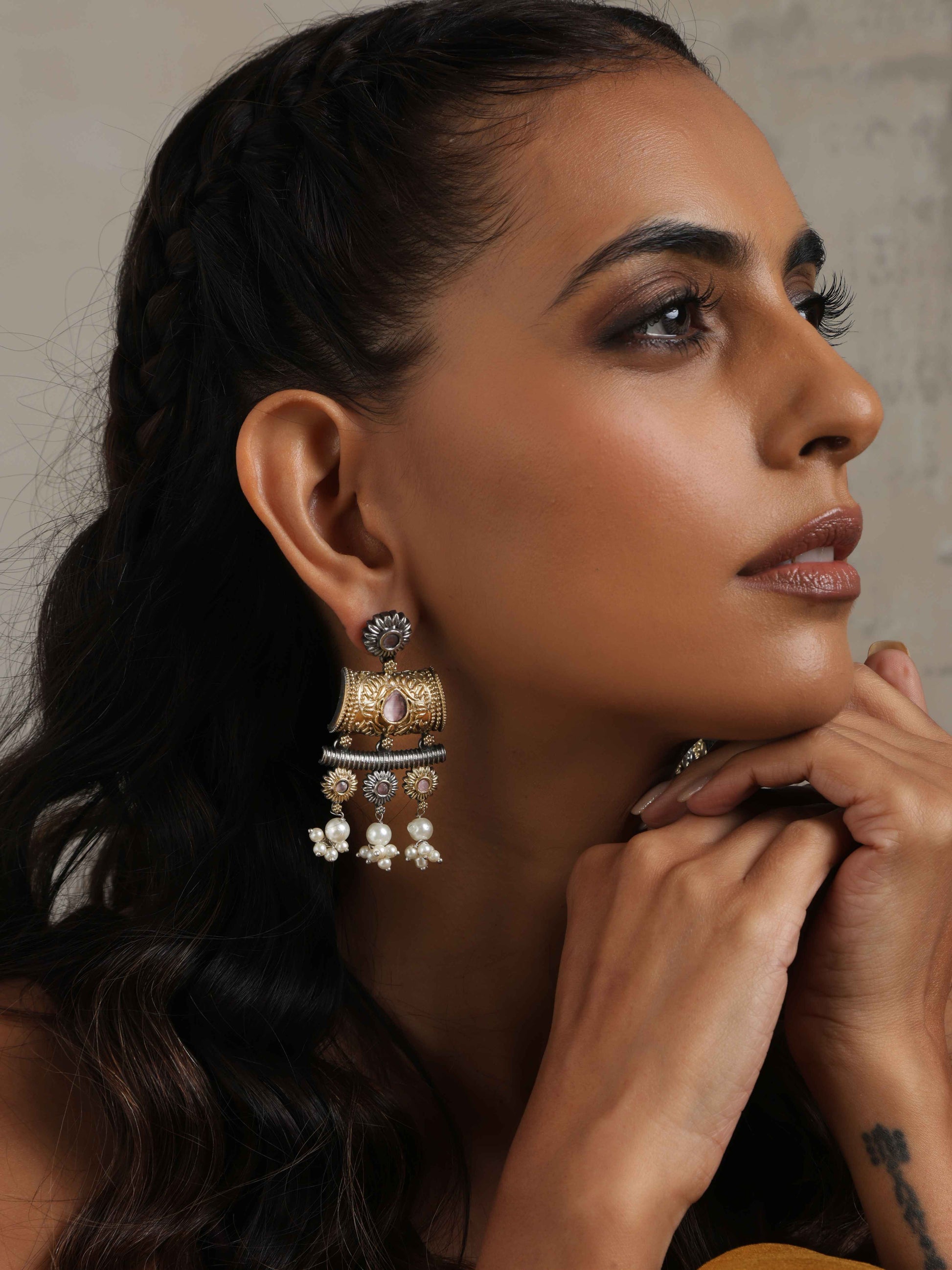 trueBrowns Silver Gold Tone Dangle Earrings Truebrowns Lifestyle