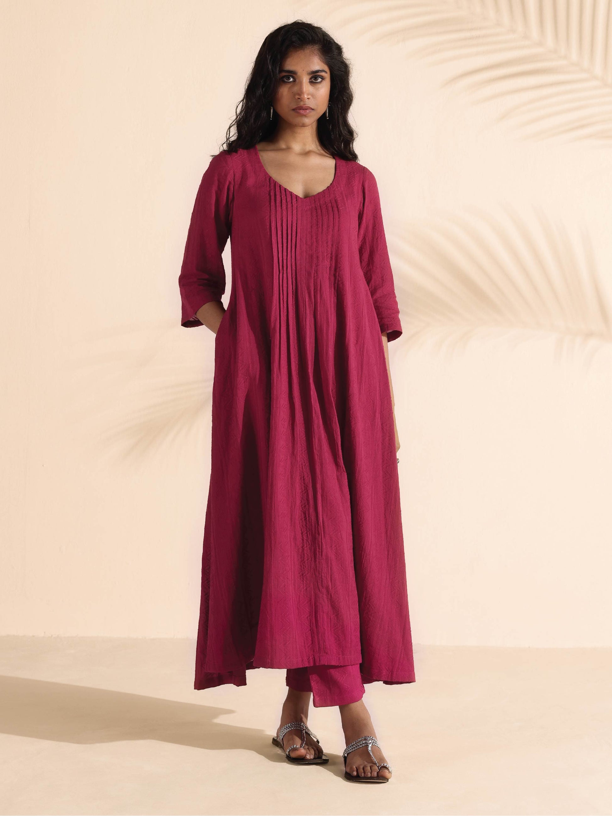 trueBrowns Carrot Cotton Dobby Kurta Pant Set 