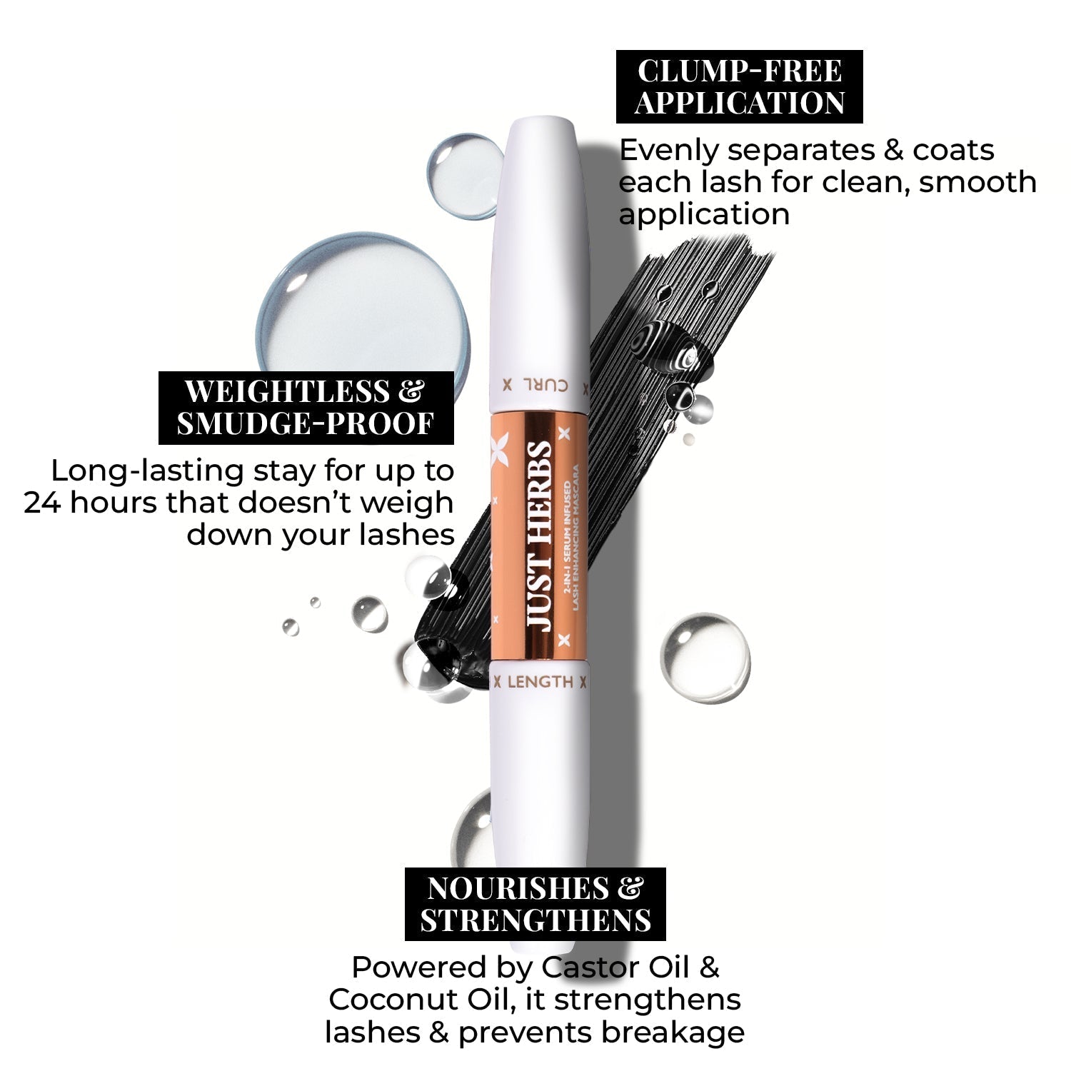 2-in-1 Serum-infused Lash Enhancing Mascara with Castor Oil and Coconut Oil 