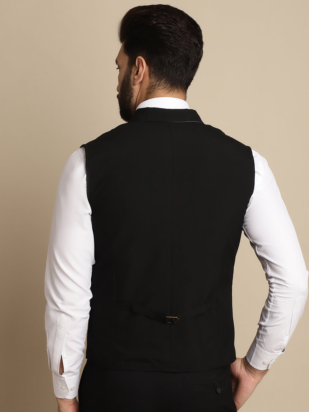 Even Apparels Men's Black Waistcoat with Notched Lapel 