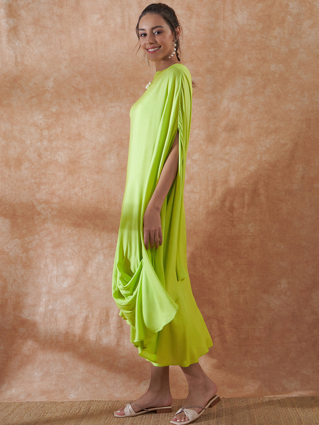 InWeave Lime Green Rayon Cowel Style Kaftan 