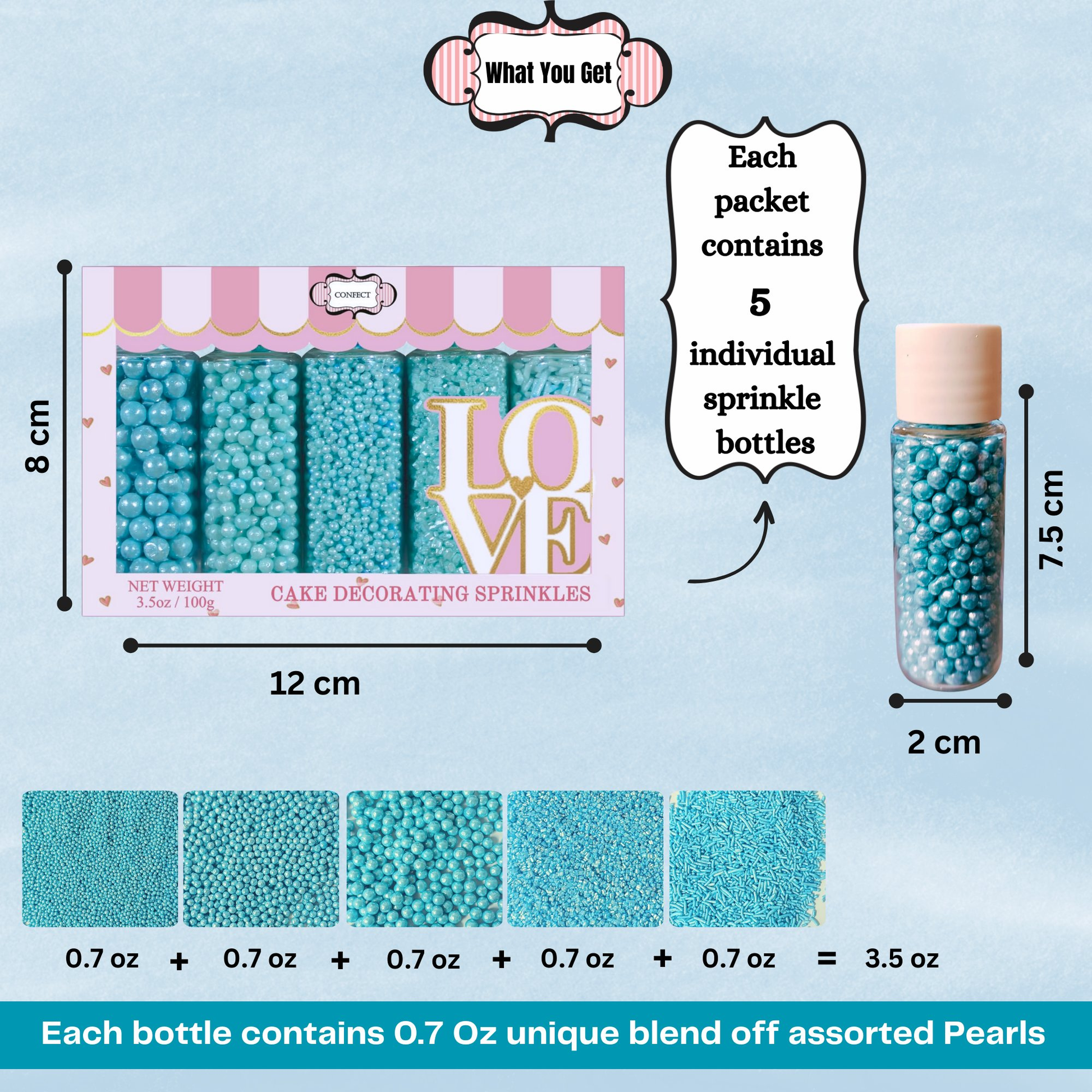 Confect Sprinkles for Cakes & Cupcakes Decoration | USP-8(Baby Blue)
