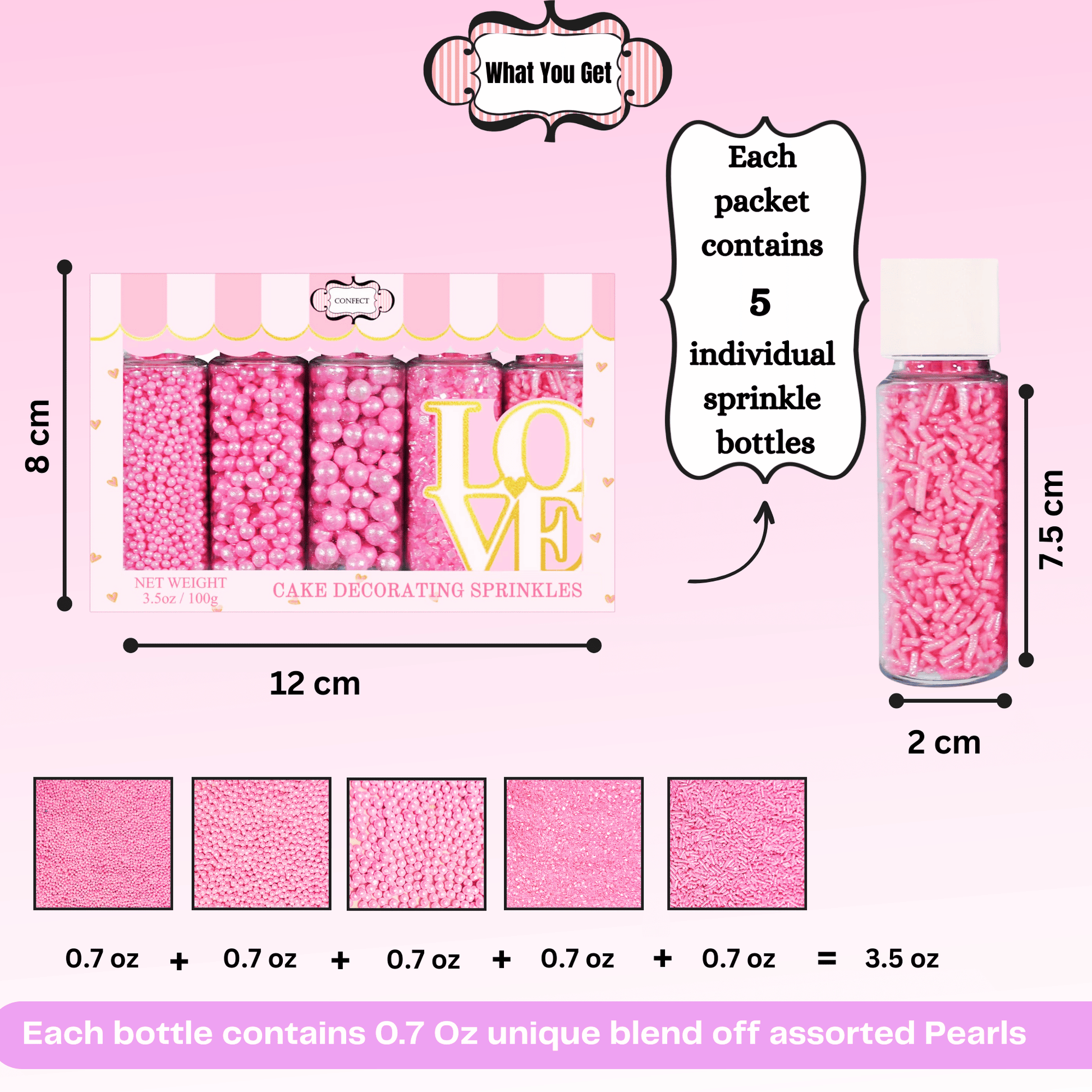 Confect Sprinkles for Cakes & Cupcakes Decoration | USP-2(Baby Pink)