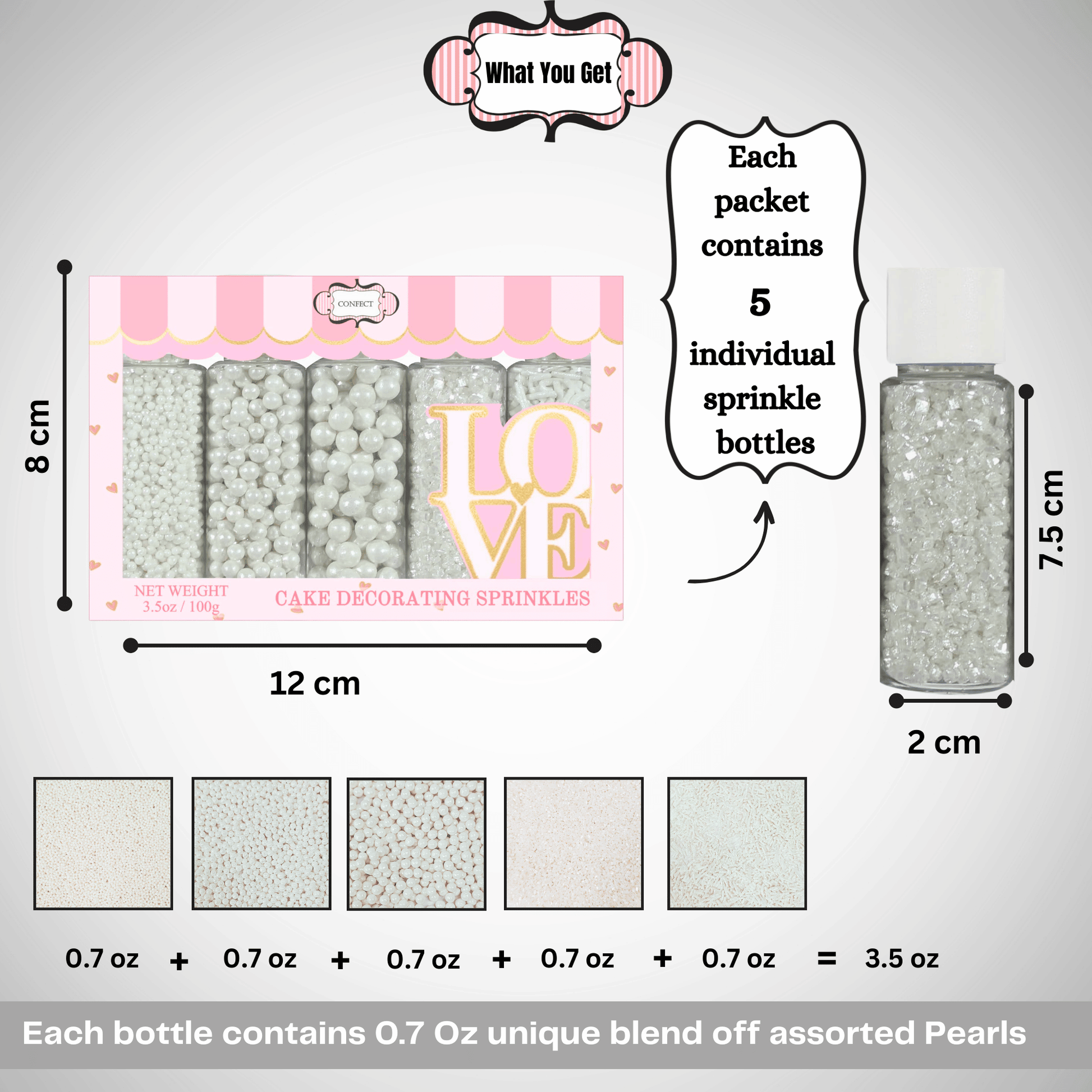 Confect Sprinkles for Cakes & Cupcakes Decoration | USP-15(White)