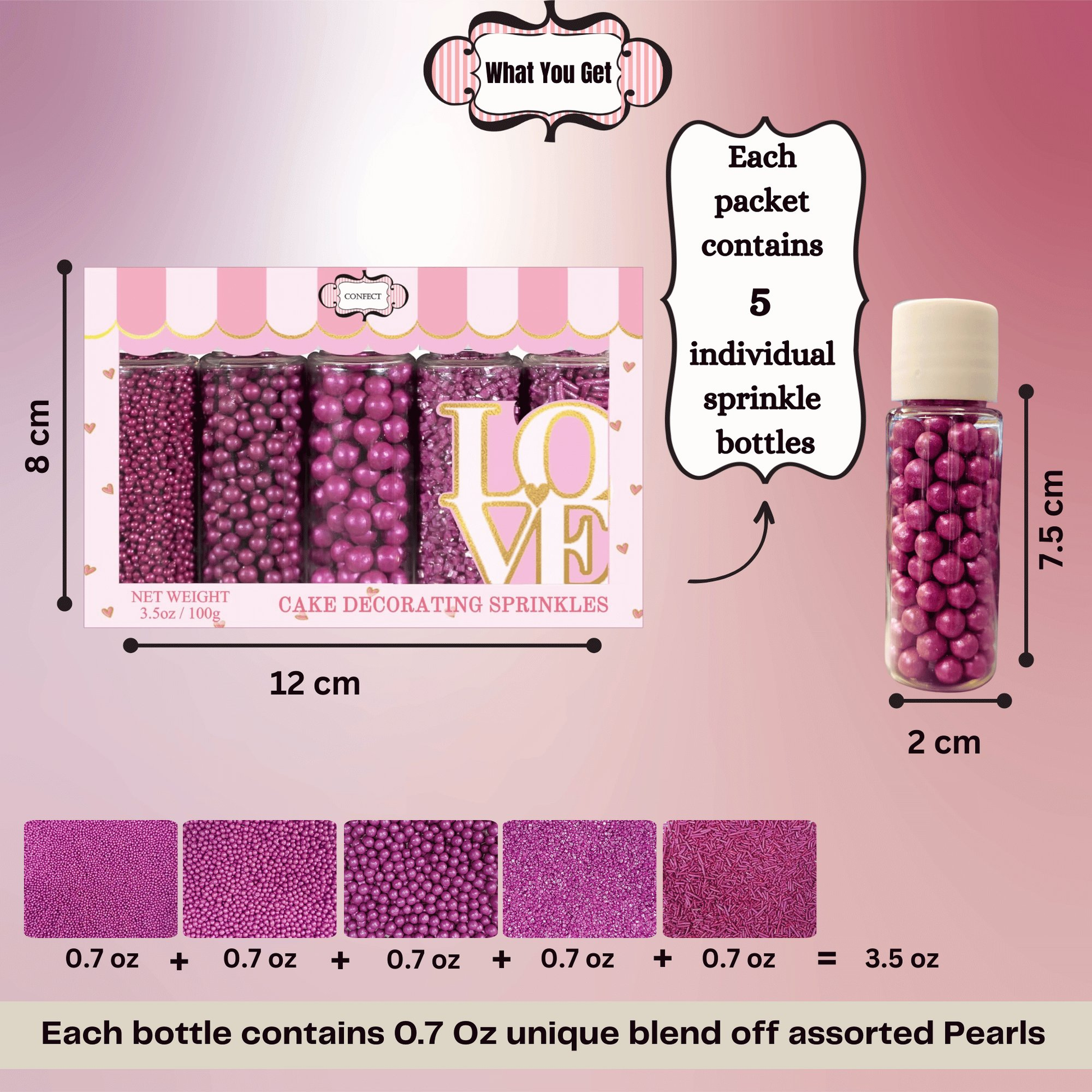 Confect Sprinkles for Cakes & Cupcakes Decoration | USP-2(Mauve)