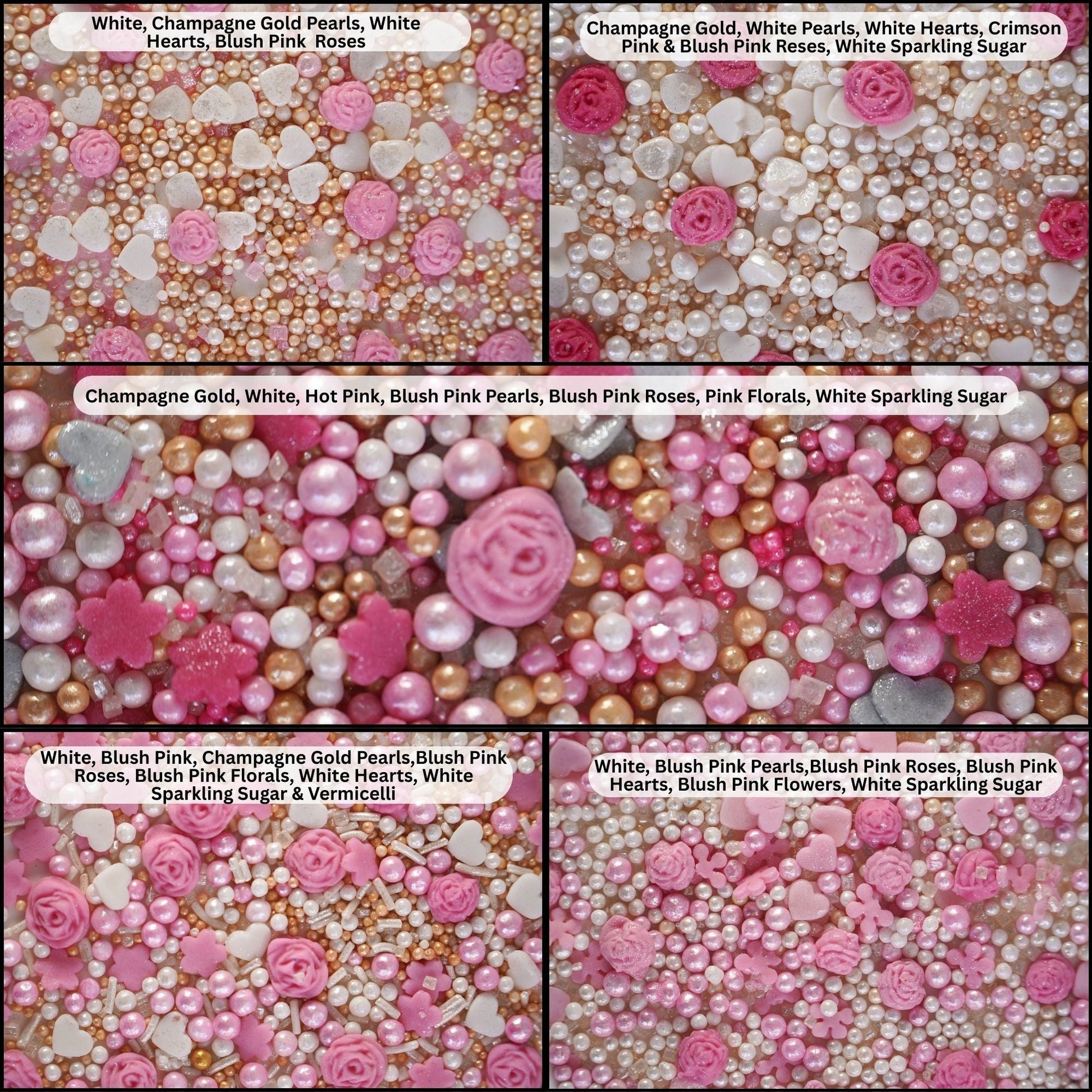 Confect Silver Hearts & White Pearls | Edible Mother's Day Sprinkles