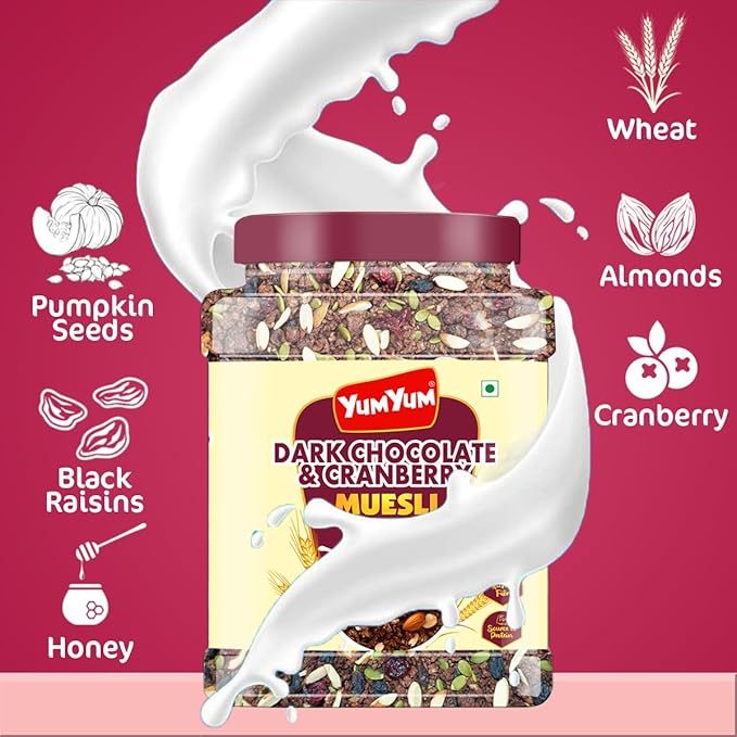 Yum Yum Dark Chocolate & Cranberry Muesli Jar  Grab2Buy Yum Yum Grab2Buy