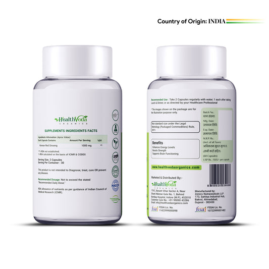 Health Veda Organics Plant Based Korean Red Ginseng Capsules Health Veda Organics