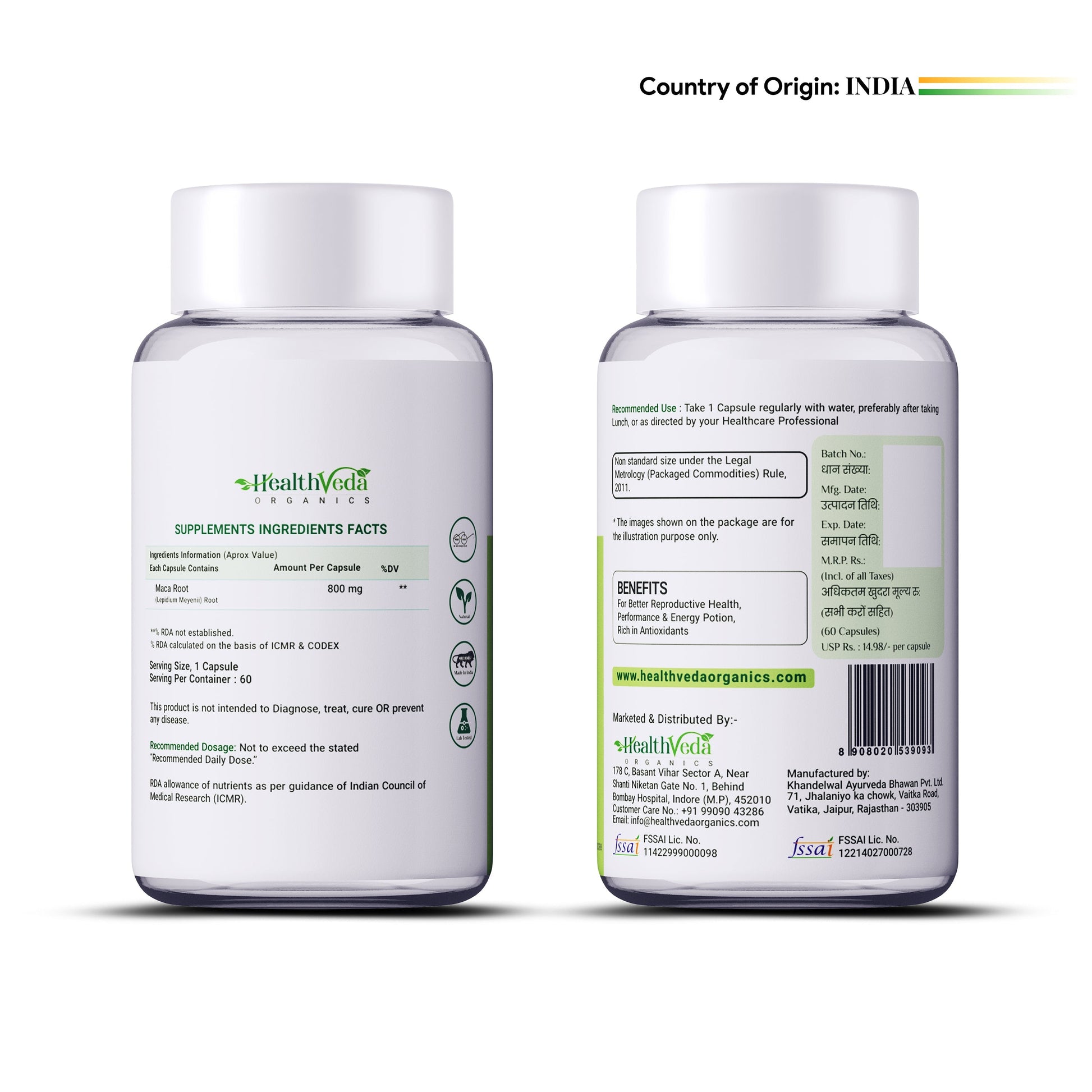 Health Veda Organics Maca Root Capsules 