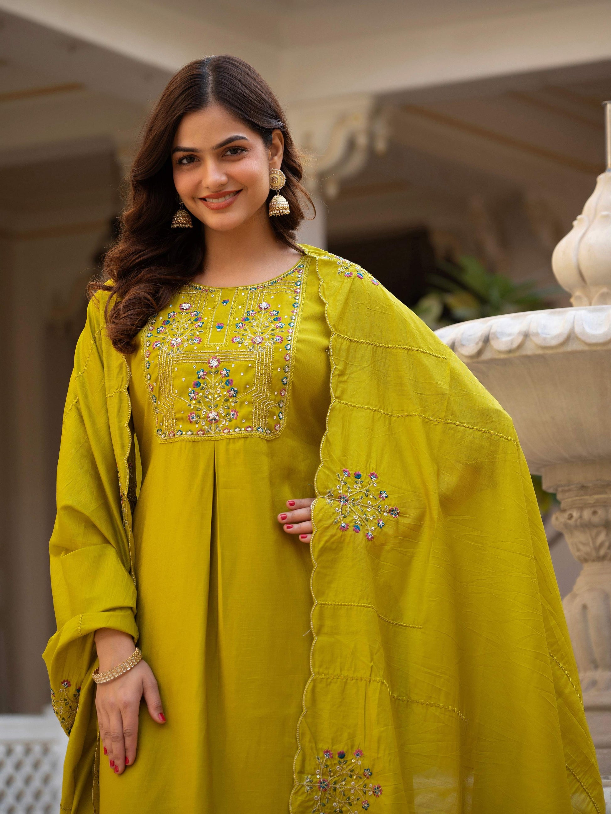 Pramukh Fab Mustard Color Viscose Mango Silk Kurta Set