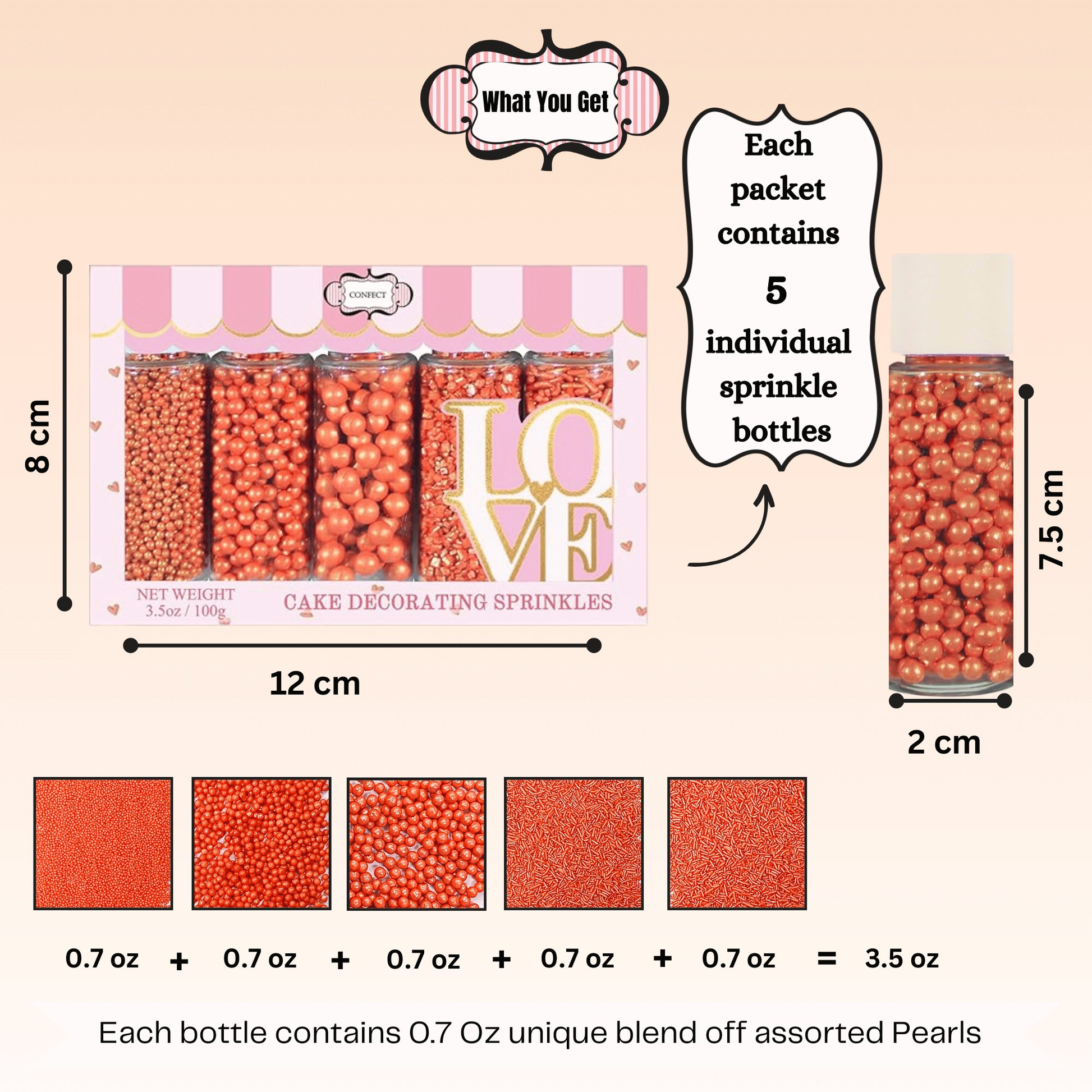 Confect Sprinkles for Cakes & Cupcakes Decoration | USP-23(Orange)