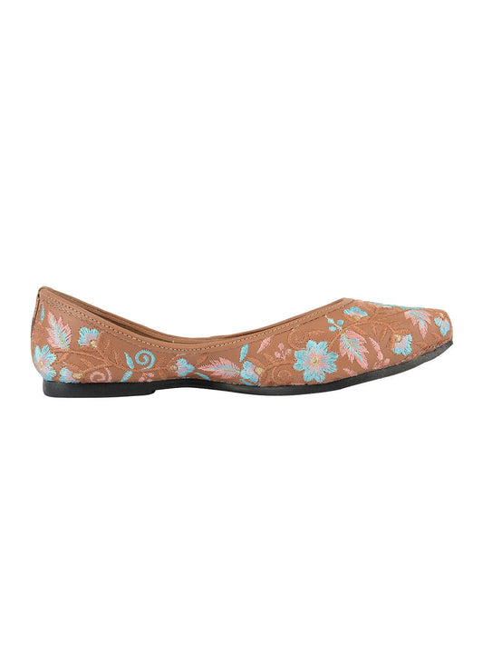 Desi Colour Women Indian Ethnic Footwear-Cushioned Peach Floral