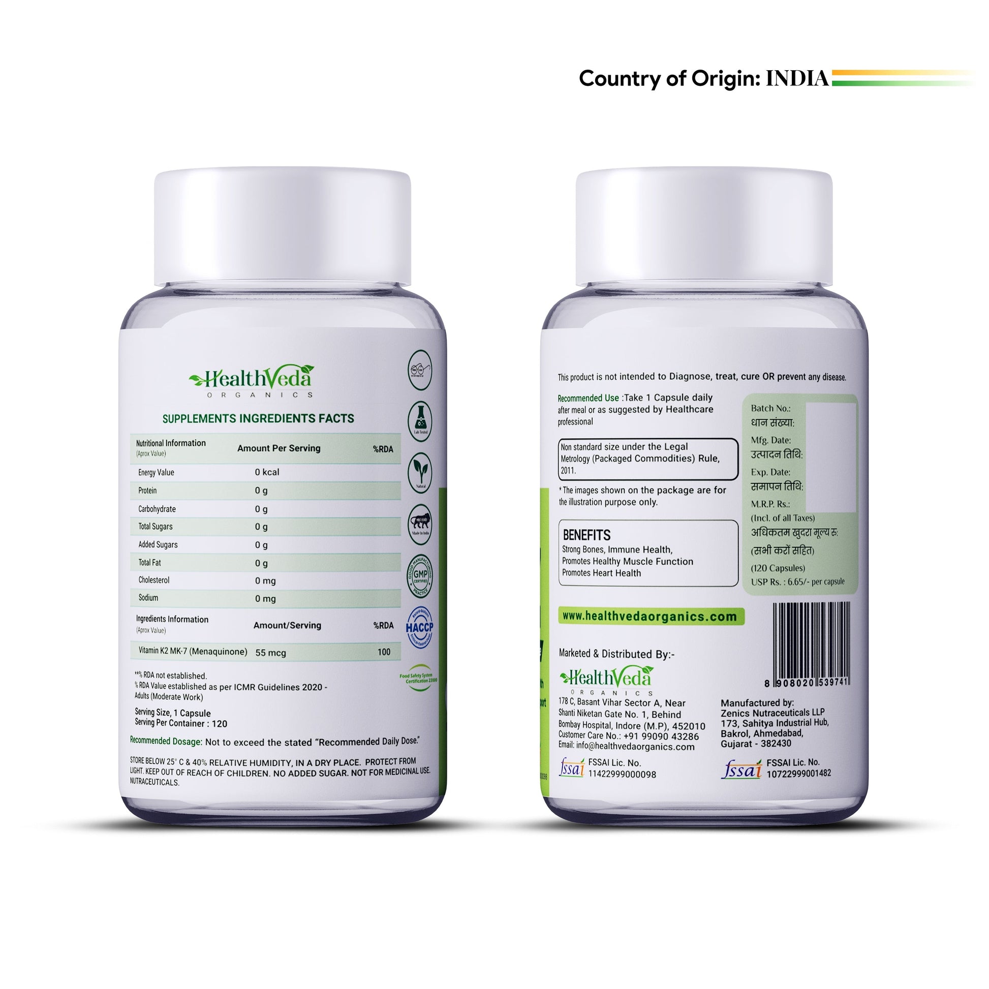 Health Veda Organics Vitamin K2 Capsules Health Veda Organics