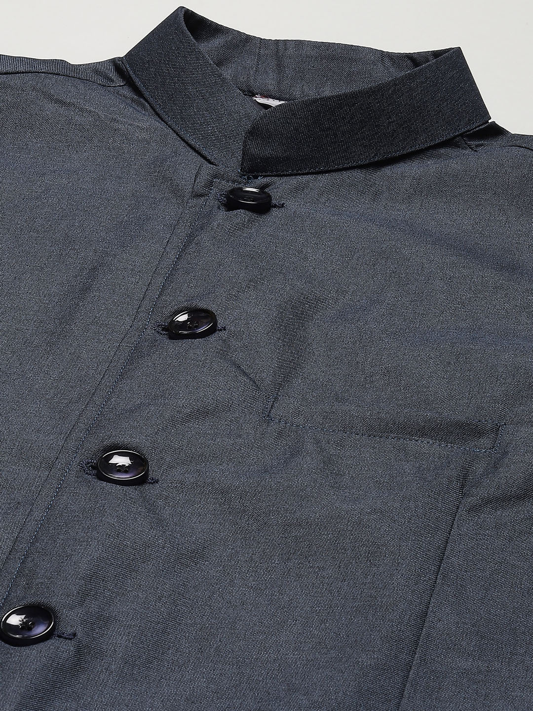Jompers Men's Kurta Pyjama With Teal Blue Solid Nehru Jacket