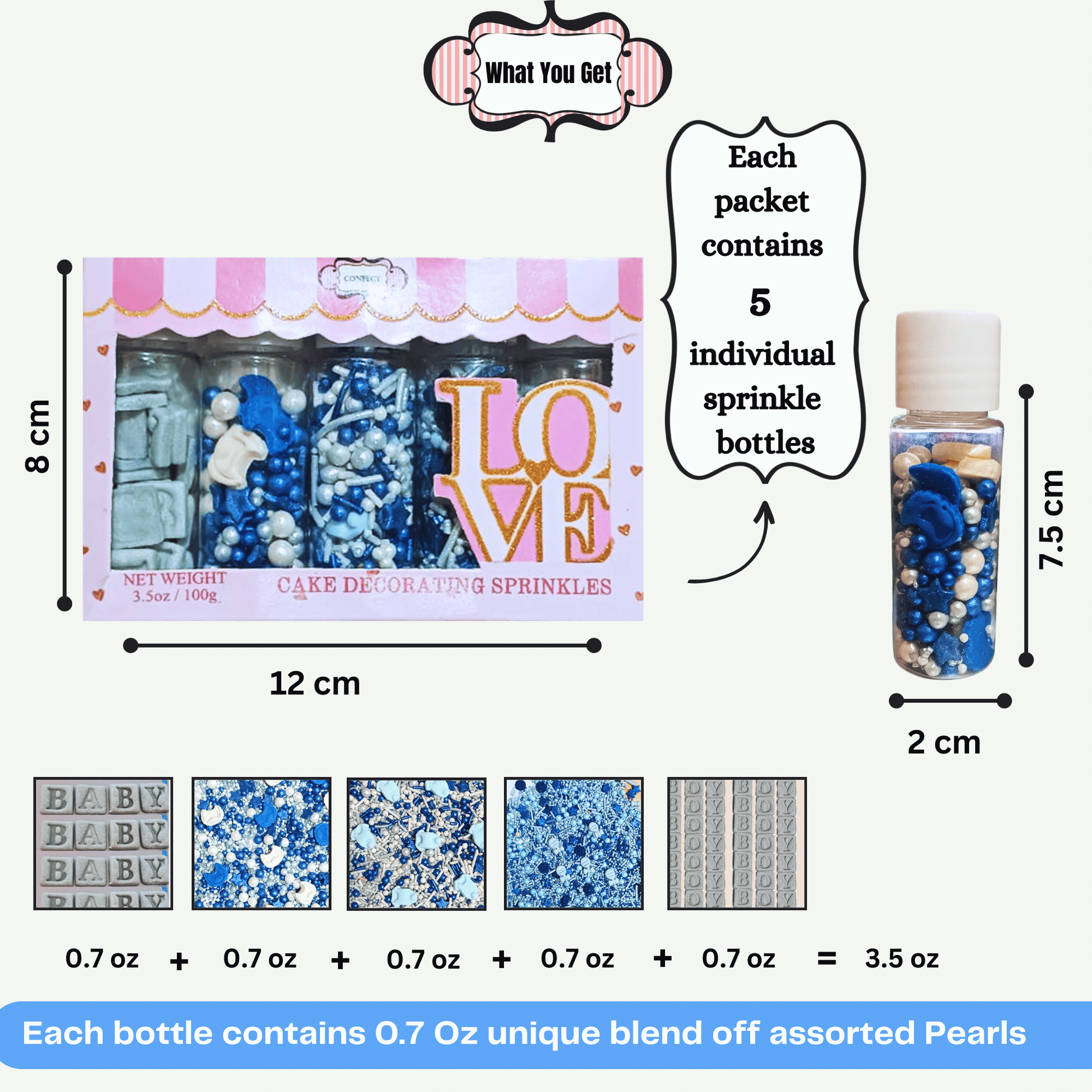 Confect Boys Baby Shower Sprinkles | Gender Reveal Sprinkles | Baby Blue Sprinkles