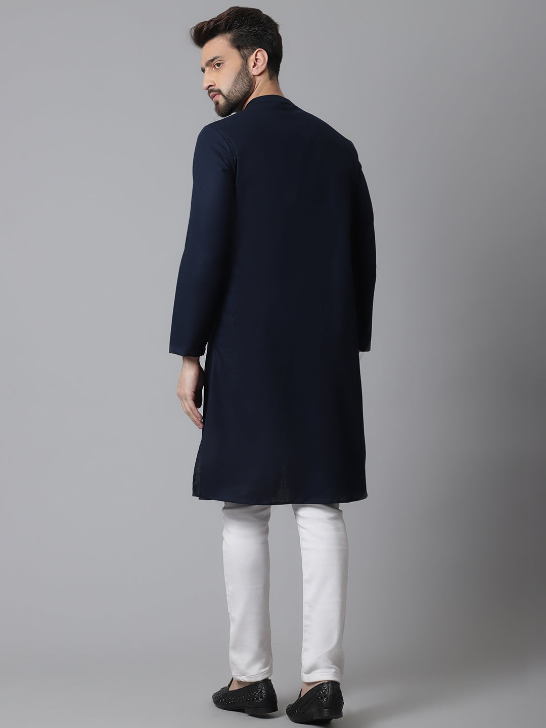 Indian Clothing Even Apparels Blue Sherwani Kurta With Asymetrical Cut 