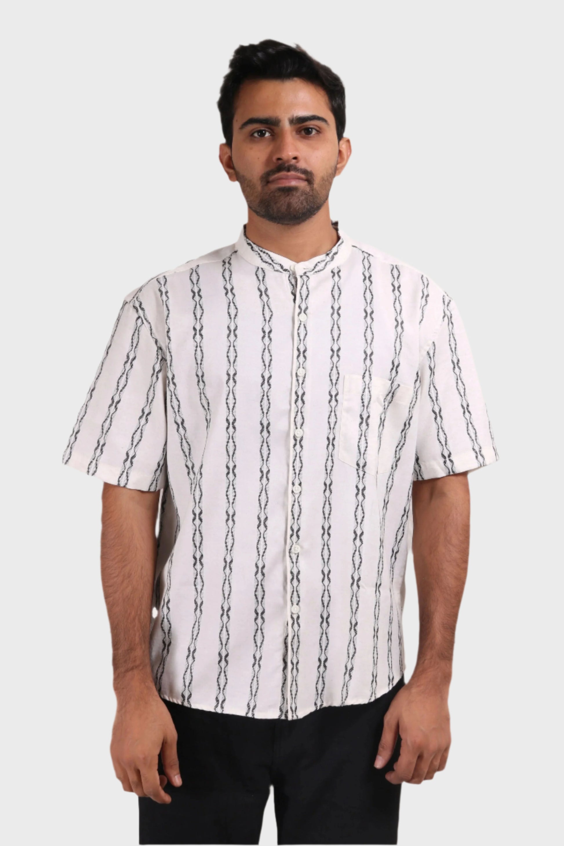 Xkind White Stripes Regular Fit Shirt 