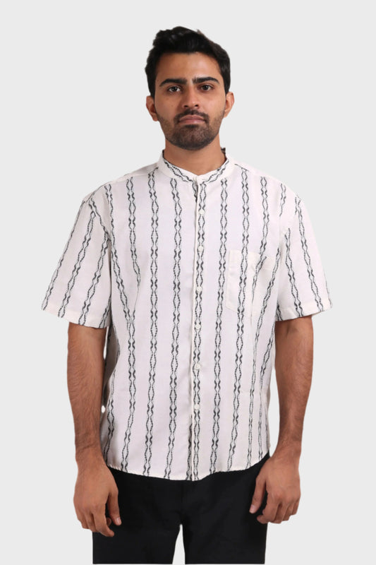 Xkind White Stripes Regular Fit Shirt 