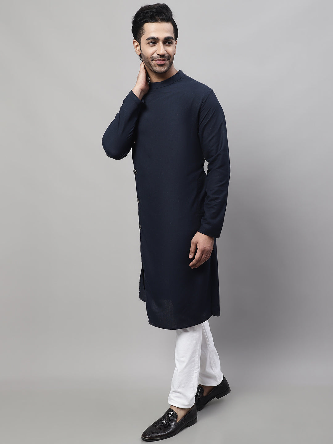 Even Apparels Blue Sherwani Kurta With Asymetrical Cut 