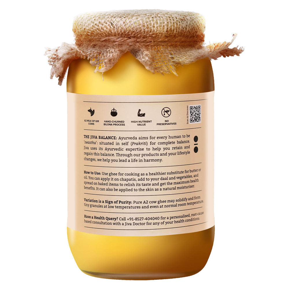 Jiva Ayurveda A2 Gir Desi Cow Ghee | Desi Gir Cow Ghee | Pure and Natural Ghee From A2 Cow Milk 