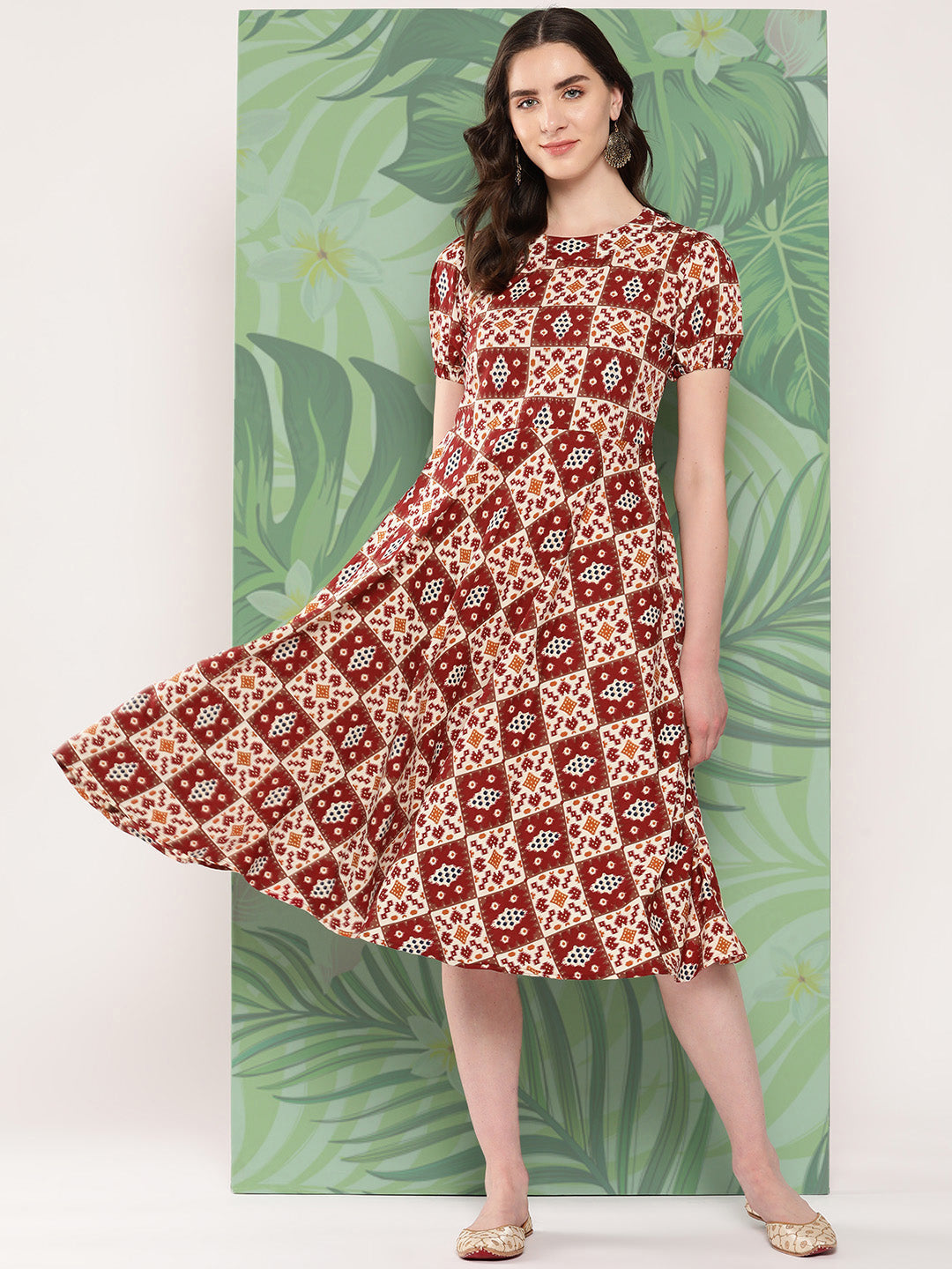 InWeave Women's Maroon Square Dress 