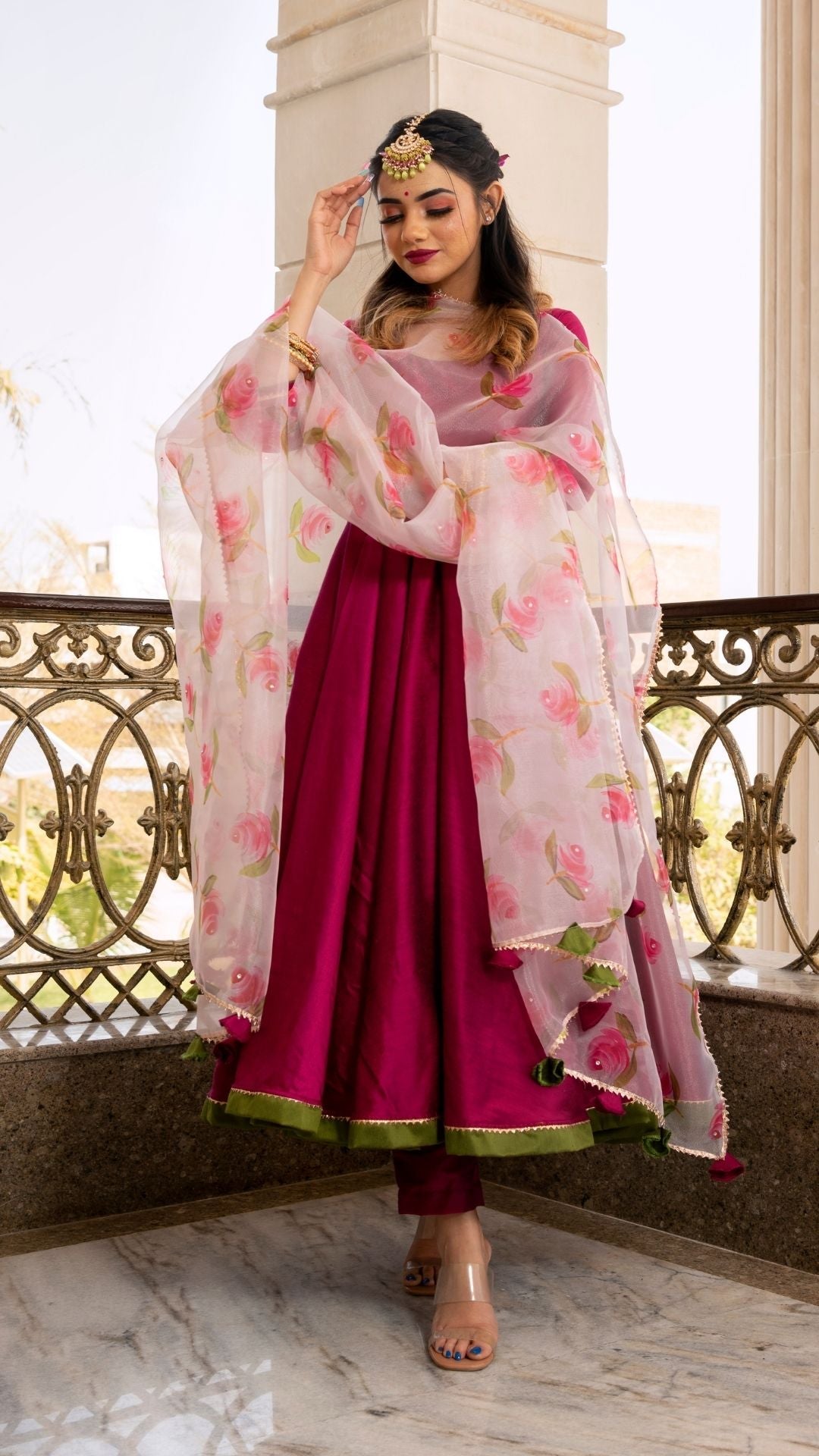 Pomcha Jaipur Magenta Lilly Anarkali Set 