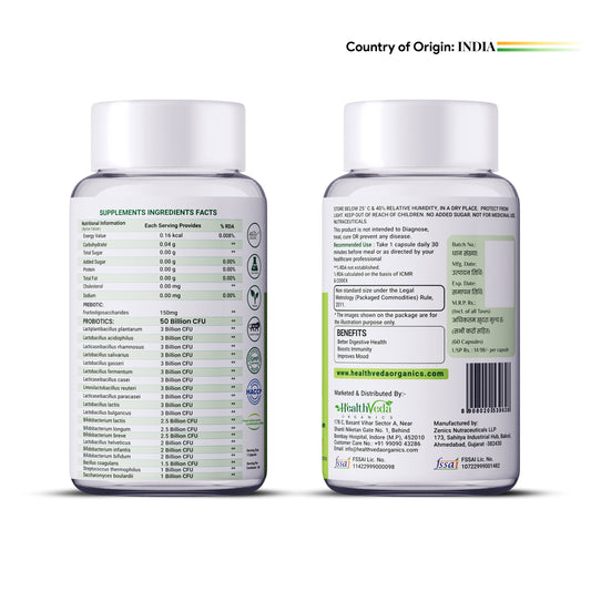 Health Veda Organics Probiotics 50 Billion Veg Capsules Health Veda Organics