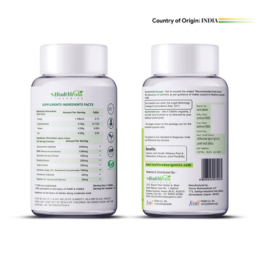 Health Veda Organics Plant Based Glucosamine Chondroitin & MSM Tablets 