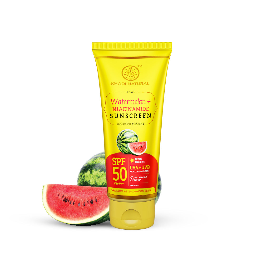 Khadi Natural Watermelon + Niacinamide Sunscreen Aqua Gel SPF 50 PA+++ 100gm Sale 